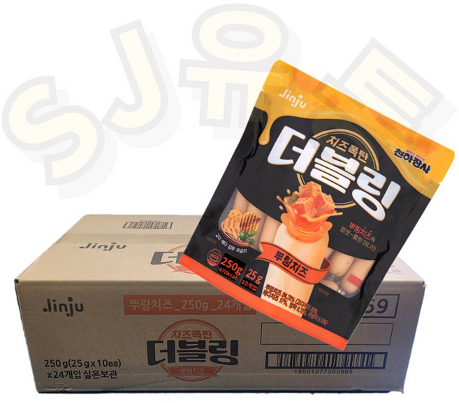 진주햄 천하장사 더블링 뿌링치즈 소시지 250g (25g x 10개입) 24봉(1박스), 24개
