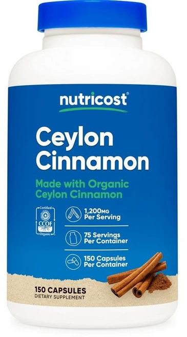 미국 뉴트리코스트 Nutricost Cinnamon (Ceylon Cinnamon) 시나몬 (실론 시나몬) 1 200mg 캡슐, 5개, 150정 - 쿠팡