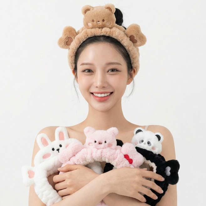 [4개SET] 말랑마쥬 리틀 에니멀 헤어 세안밴드 동물 세안 머리띠