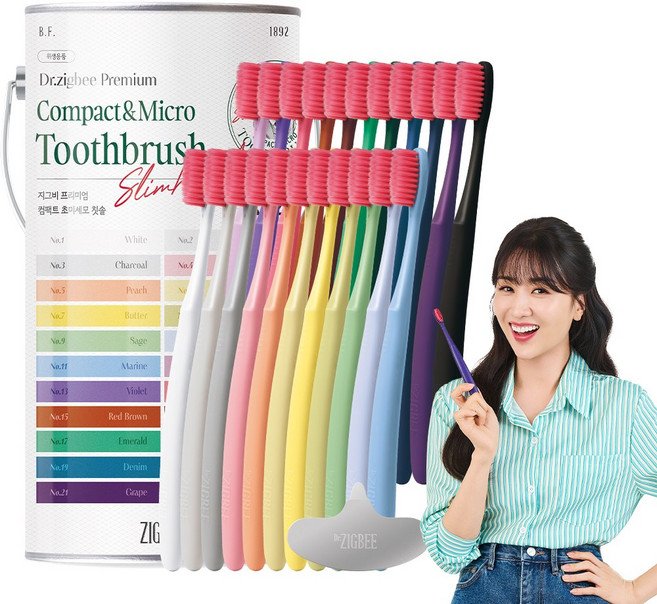 지그비 일반헤드 센서티브 딥 클린 잇몸케어 초미세모 칫솔 여배우 Pick, 1세트, 22개입