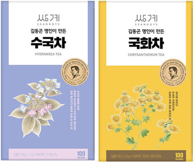 쌍계 수국차 100T + 국화차 100T, 1, 본상품선택, 상세페이지 참조, 1개