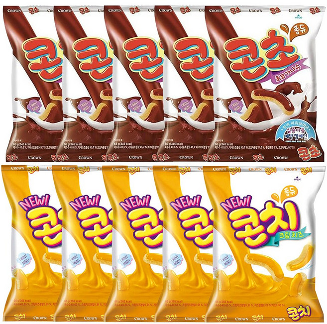 크라운 콘초 66g+콘치 66g, 5세트, 132g
