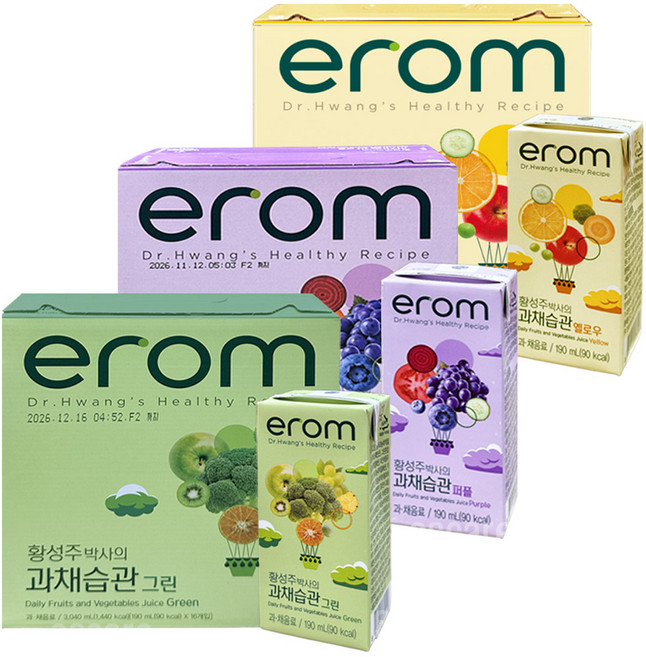 이롬 과채습관 옐로우 퍼플 그린, 190ml