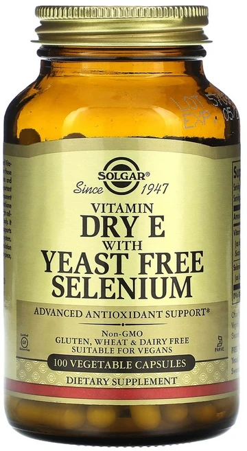 솔가 내추럴 드라이 E 셀레늄 베지터블 캡슐 이스트 글루텐 프리 비건, 1개, 100정 - 쿠팡