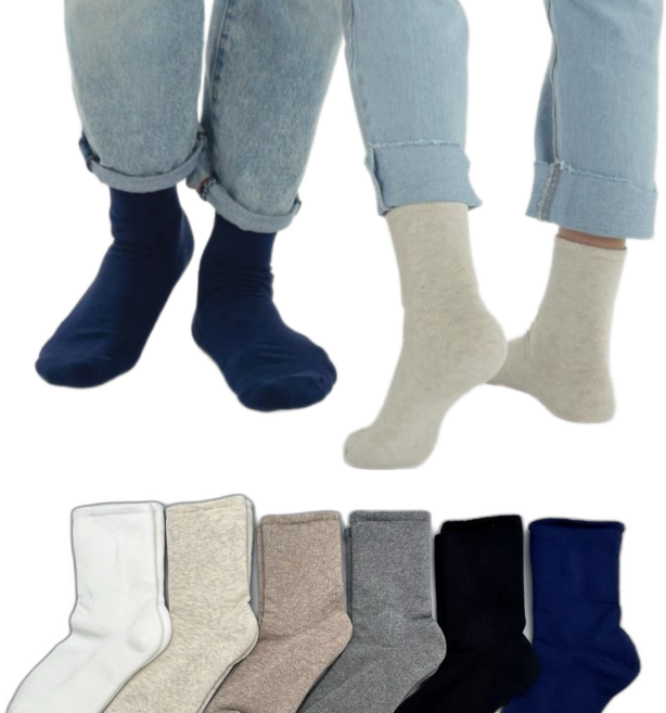 청춘양말 무압박 조임없는 무봉제 쿠션 양말 중목 6켤레, 혼합, 6개