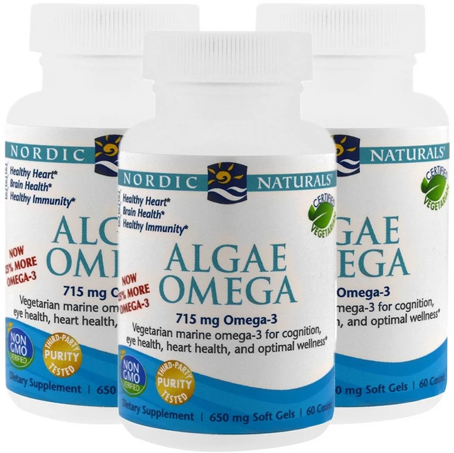 노르딕 네츄럴 [3개 SET] 알지 오메가 60정 소프트젤 Nordic Naturals Algae Omega (60 Soft Gels), 1개 - 쿠팡