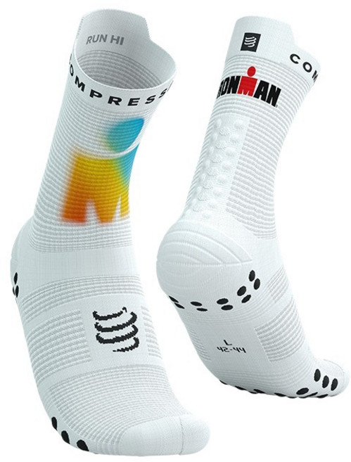 Compressport V4 跑步襪標準筒 - 運動襪 (鐵人鑄造所男女款), IM聯/曙光白,T4, 1個