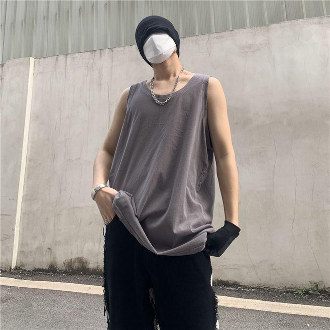 good 背心男士大碼恤夏季外穿寬鬆百搭純色休閒上衣