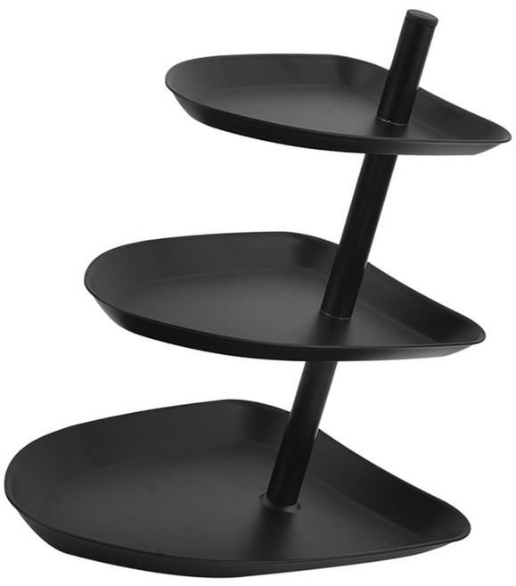 430 스테인레스 스틸 식품 프리젠 테이션 트레이 다층 디자인 전채 디저트 및 과일을위한 다층 디저트 홀더, 검은색