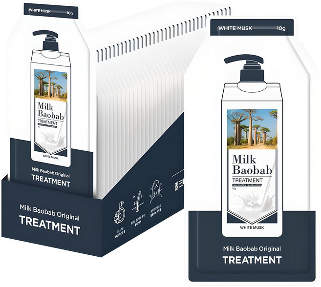 밀크바오밥 여행용 트리트먼트 화이트머스크, 10g, 50개