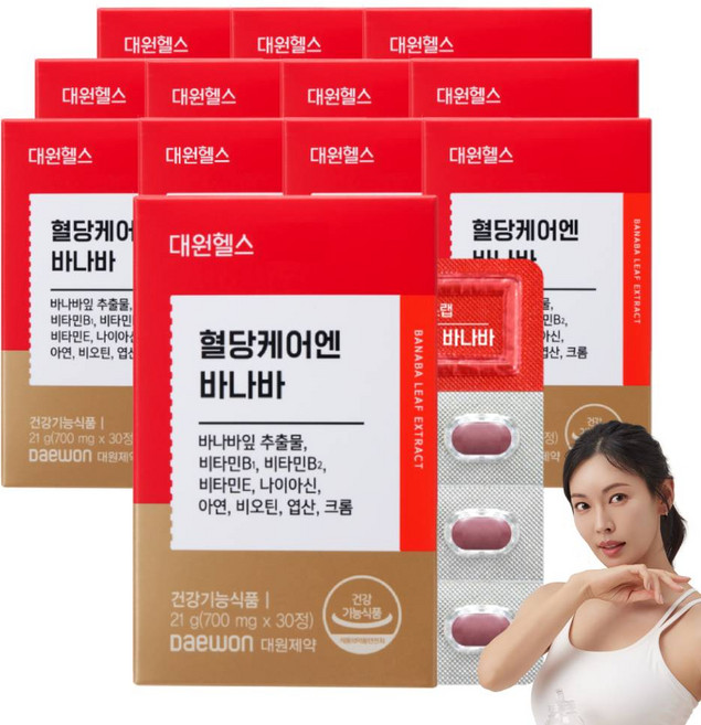 대원제약 대원헬스 혈당케어엔 바나바 플러스, 30정, 12개