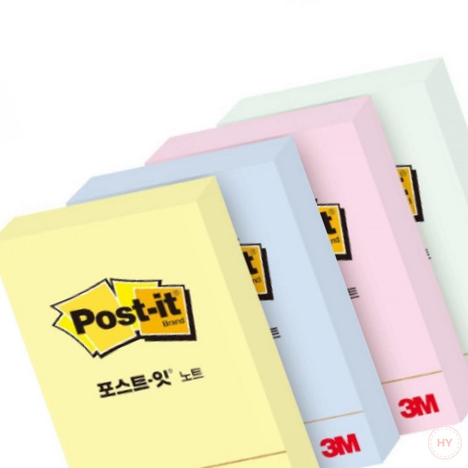 HY 3M 포스트잇 노트 51mm x 76mm 100매 656 4색중 택1 포스트이트 654 분류, 노랑