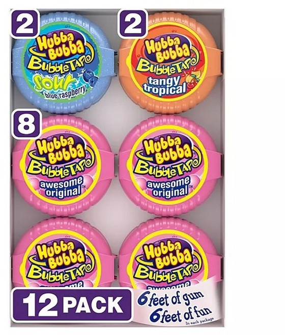 후바부바 버블 테이프 껌 12개 Hubba Bubba Bubble Tape Gum 12ct, 56.7g