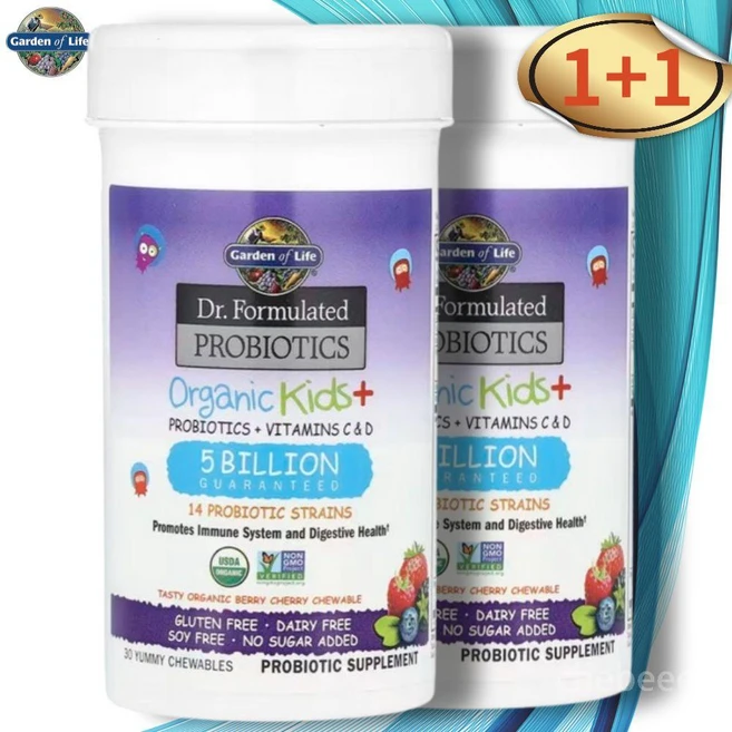 가든오브라이프 오가닉 키즈 어린이 프로바이오틱 유산균 츄어블 30정 2통 베리맛, 2개 - 쿠팡