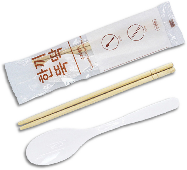 [더착한팩] 일회용 숟가락 수저+나무젓가락 세트 한끼뚝딱 175 OPP 500개세트, 한끼뚝딱 OPP 175세트 500개, 1세트, 500개입