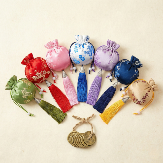 베르온 전통 오방색 미니 복주머니 (엽전 증정), 7개, 혼합