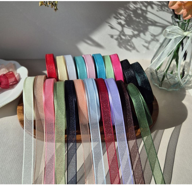 라인패키지 펄 오간디실크 리본 25yd(22m), 25mm, 다크카키