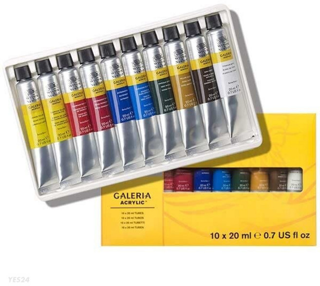 윈저앤뉴튼 갤러리아 아크릴 물감 세트 20ml, 10색
