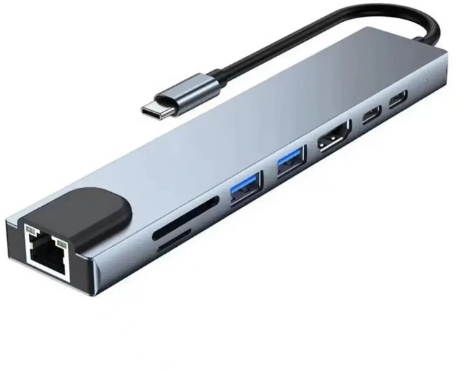 USB C 허브 8 in 1 타입 어댑터 (4K HDMI PD 포트 도킹 스테이션 RJ45 포함) 맥북 프로 에어 노트북 호, 01 USB C HUB 8 in 1