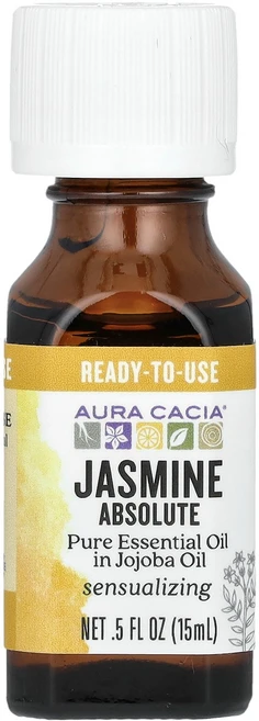Aura Cacia 퓨어 에센셜 오일 호호바 오일 자스민 앱솔루트 15ml(0.5fl oz) Cacia (아우라 카시아), 1개, 15ml - 쿠팡