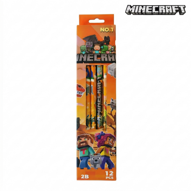 모아컴퍼니 마인크래프트 연필 학용품 세트 2B, 1개, 주황 12자루