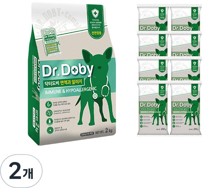 닥터도비 강아지 면역 기능성 사료, 피부/피모+알러지, 2kg, 2개
