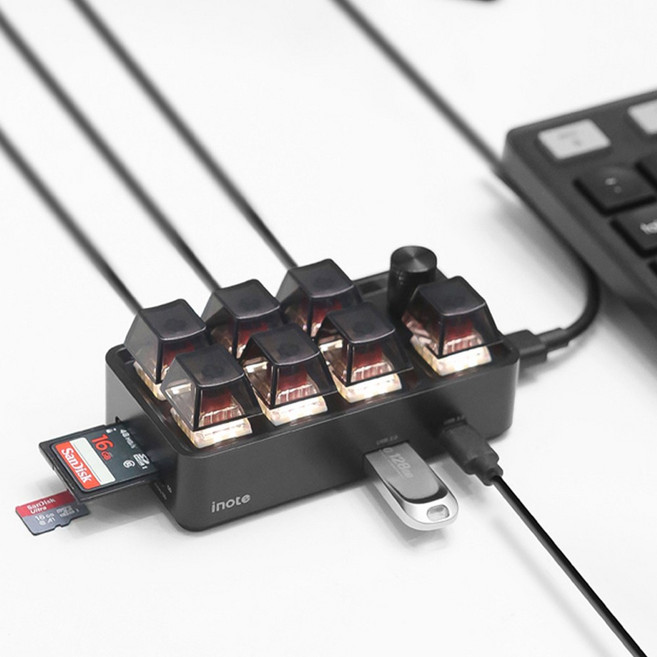 C타입 USB 3.0 허브 기계식 매크로 키보드 PD3.0 100W 초고속 충전기 노트북허브 카드리더기 아이노트