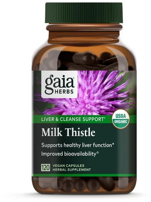 Gaia Herbs 밀크시슬 - 건강한 간 기능 유지를 위한 보충제 및 정화 지원 비건 캡슐 60정(20일분), 120 카운트(1팩), 1개 - 쿠팡