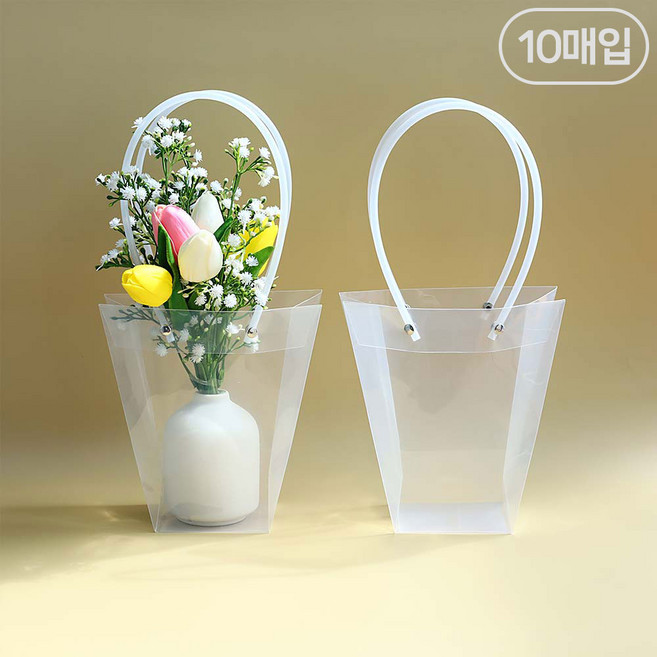 세모쇼핑백 투명 화분쇼핑백 플라스틱 쇼핑백 케이크 꽃다발 포장쇼핑백, @10매입@