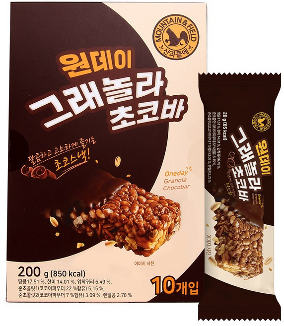 산과들에 원데이그래놀라초코바 20g 10개 세트, 1세트