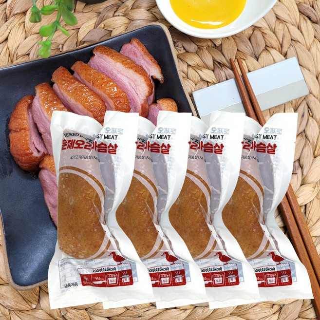 훈제오리가슴살, 4개, 200g