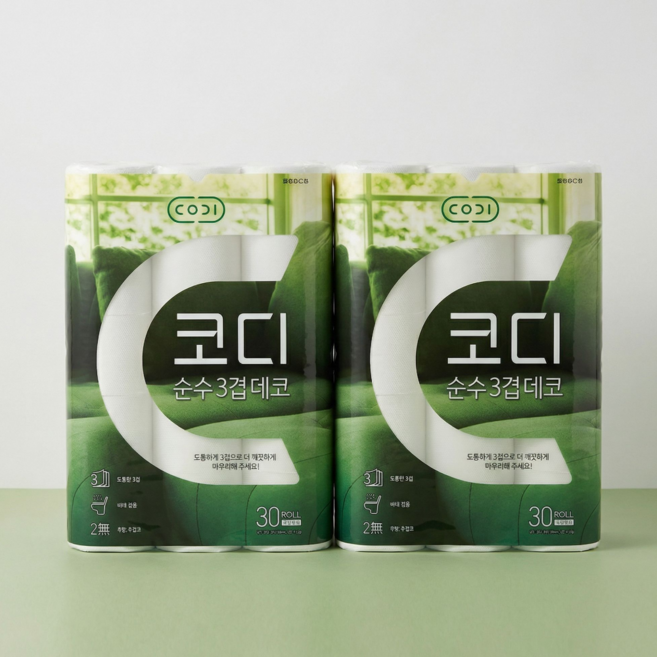 코디 순수 3겹 데코 화장지, 30개입, 2개