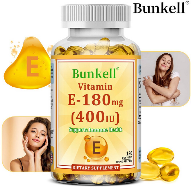 비타민 E 400 IU 소프트캡슐 - 천연추출물 180mg 강력한 영양 미백 면역증강 피부미용, 2개, 60회분