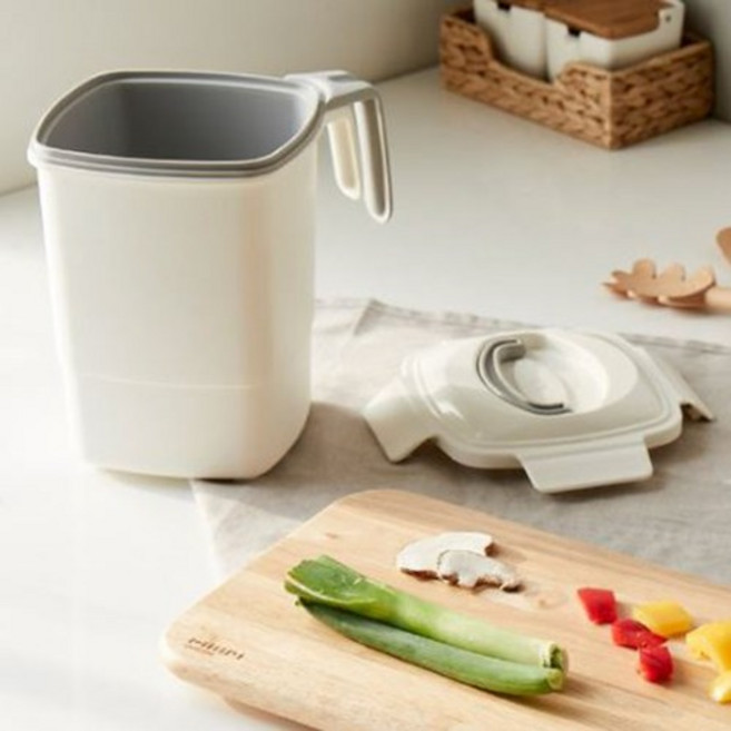 한샘 밀폐가 잘되는 음식물쓰레기통 4L, 뮤티드화이트, 1개