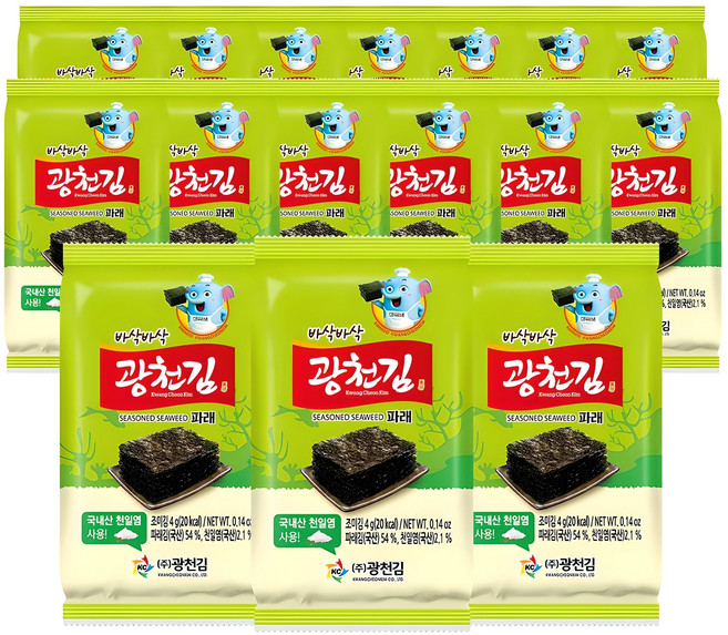 광천김 바삭바삭 파래김, 4g, 16개