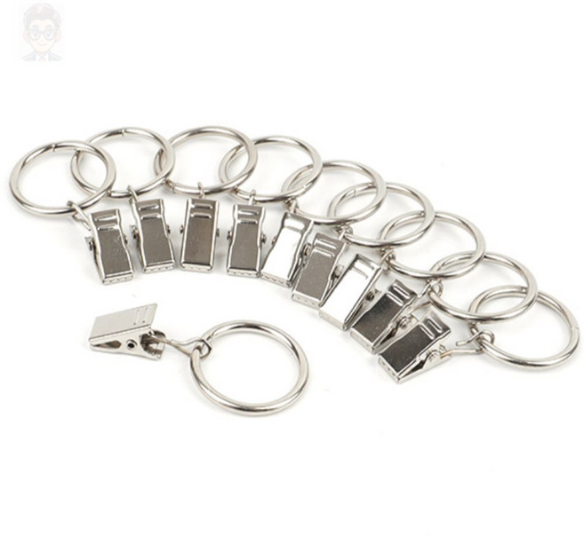 퀸스콕 10P 원형 커튼링 집게 실버 커튼링집게화이트30mm, 3 x 32mm