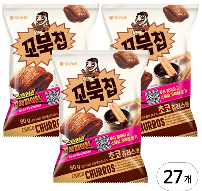 꼬북칩 초코츄러스맛, 80g, 27개