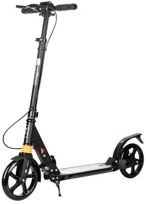 升級雙煞車雙避震滑板車 兒童成人 可折疊代步車, 1個, 黑色, 黑色