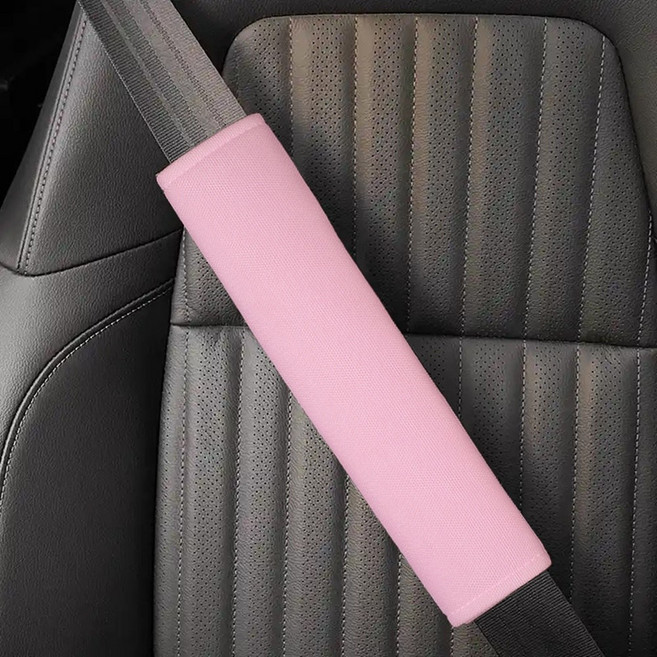 미즈코스 자동차 패브릭 안전 벨트 커버 차량 벨트 쿠션 가드, 핑크, 1개