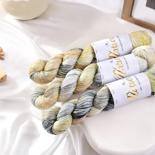 100g/롤 얇은 그라디언트 색상 텐셀 스팽글 여름을위한 손으로 염색 한 레이스 원사 목도리 스카프 300M 용, 13 Color 10, 1개