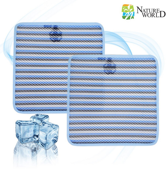 [1+1] 네이처월드 에어매쉬 자동차 통풍방석 차량 의자 쿨 방석 사계절 여름, 블루오션블랙(2P)