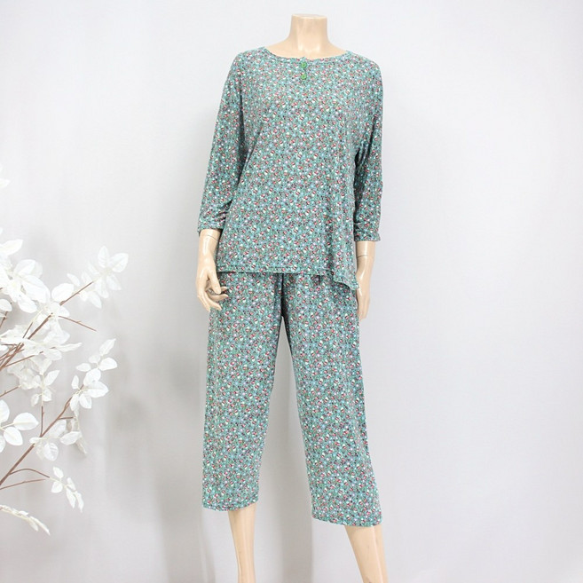 여성 냉감쿨 7부 소매상하세트 여름 잠옷 홈웨어 실내복 빅사이즈 파자마