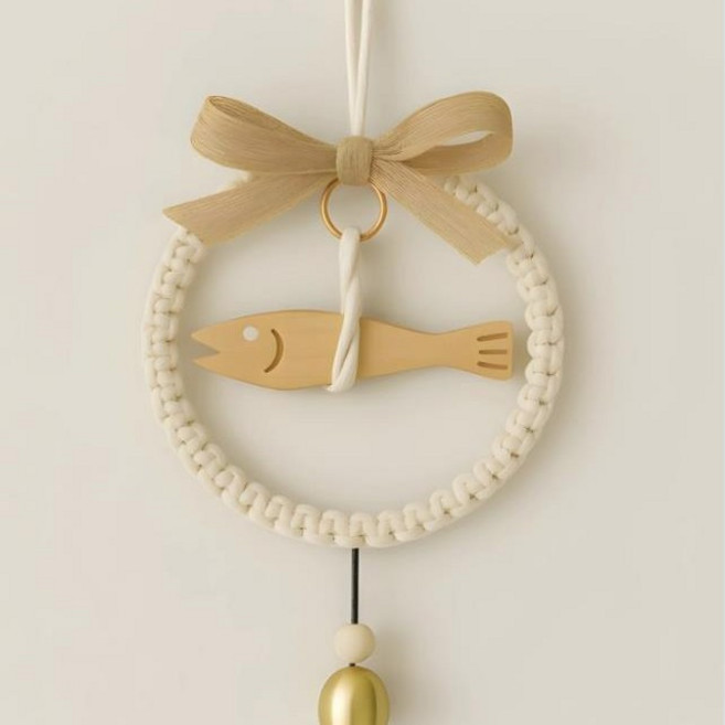 헤이띵스 마크라메 액막이명태 현관 문종, 우드