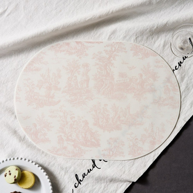 [MODERN HOUSE 중계점] 프릴리옹 오벌 실리콘 식탁매트 페일핑크 PL9925004, 1개, 42.5x30.5, 페일핑