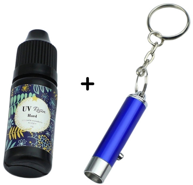 UV硬化樹脂膠水 飾品耳夾手工DIY專用, 1個, 10g膠水+紫外線燈