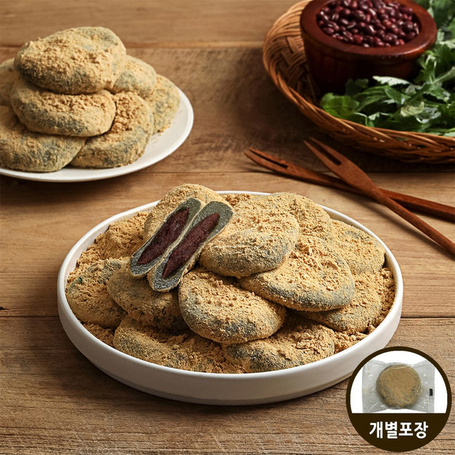 [리타방앗간] 판매 1위 콩쑥개떡 (개별포장), 24개, 60g
