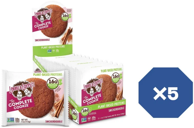 Lenny & Larrys The Complete Cookie SNICKERDOODLE 4oz 1팩에 12개입 X5 식물성 단백질 비건 쿠키 - 쿠팡