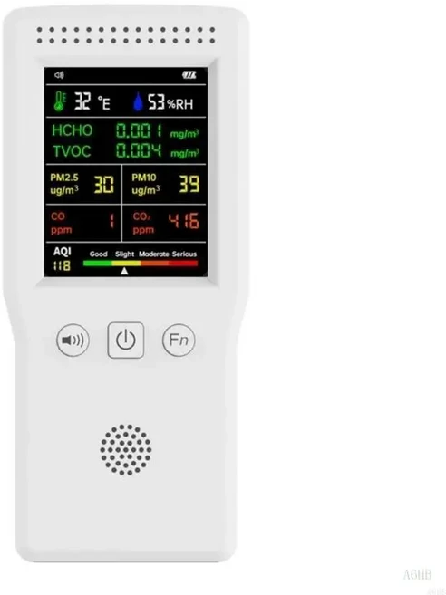 A6HB 9 in 1 Air Quality Monitor 실내 실외 PM2.5 pm10 오후 1011 HCHO 탐지기, [01] White, 1개