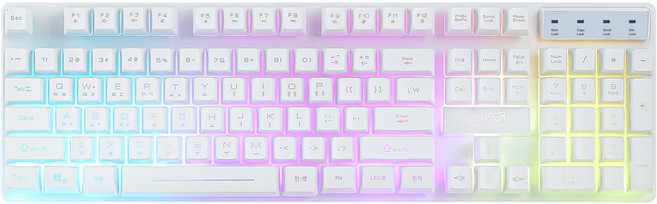 지클릭커 G3 Plus 레인보우 LED 유선 일반형 키보드, 화이트 (KC안전인증), 제조사축