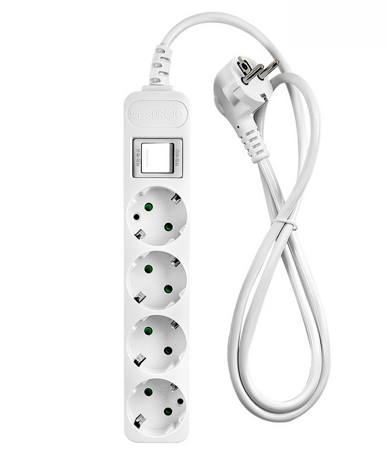 대현 모노케어 멀티탭 4구 접지 화이트 1.5m 3m 5m 10m 10A 1800w 전기연장선 전선형, 5m, 1개